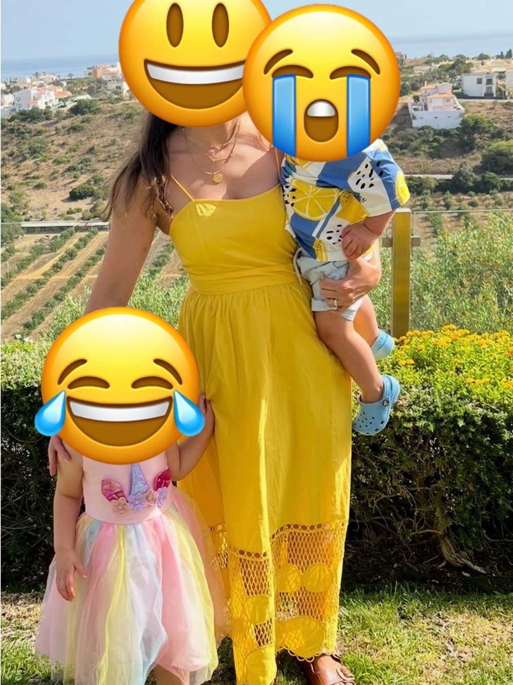 Mango Yellow Spaghetti-Strap Midi Dress with Crochet Hem